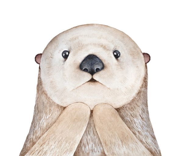 ラッコ 動物 イラスト ベージュ キッズ 子ども部屋の壁紙 輸入 カスタム壁紙 Photowall Fluffy Little Sea Otter 貼ってはがせるフリース壁紙 不織布 海外取り寄せのため1カ月程度でお届け
