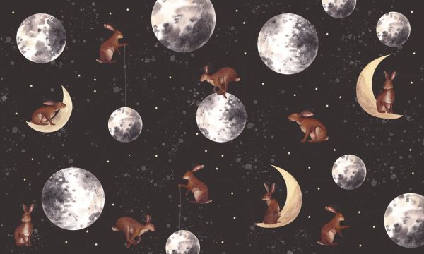 楽天市場 月 ウサギ イラスト キッズ 子ども部屋の壁紙 輸入 カスタム壁紙 Photowall Rabbits On The Moon 貼ってはがせるフリース壁紙 不織布 海外取り寄せのため1カ月程度でお届け 代引き 後払い不可 壁紙屋本舗 カベガミヤホンポ