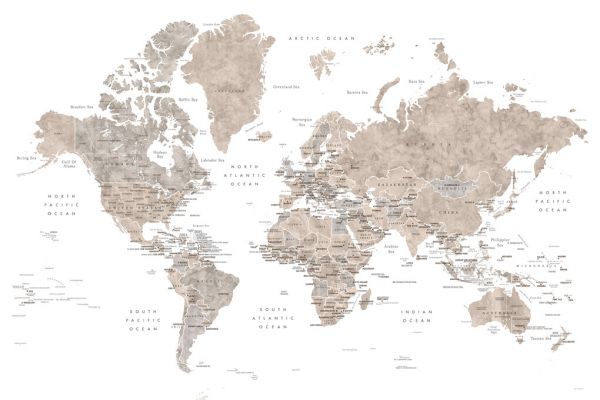 楽天市場 世界地図 ワールドマップ 茶色 ブラウンの壁紙 輸入 カスタム壁紙 Photowall World Map With Capitals 貼ってはがせるフリース壁紙 不織布 海外取り寄せのため1カ月程度でお届け 代引き 後払い不可 壁紙屋本舗 カベガミヤホンポ