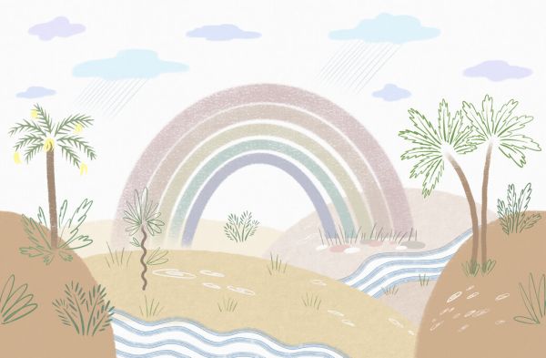 楽天市場 レインボー 虹 イラストの壁紙 輸入 カスタム壁紙 Photowall Rainbow Landscape 貼ってはがせるフリース壁紙 不織布 海外取寄せ商品 代引き 後払い不可 壁紙屋本舗 カベガミヤホンポ