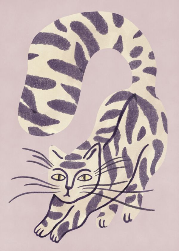 楽天市場 猫 ネコ トラ猫 イラストの壁紙 輸入 カスタム壁紙 Photowall Purple Cat 貼ってはがせるフリース 壁紙 不織布 海外取寄せ商品 代引き 後払い不可 壁紙屋本舗 カベガミヤホンポ