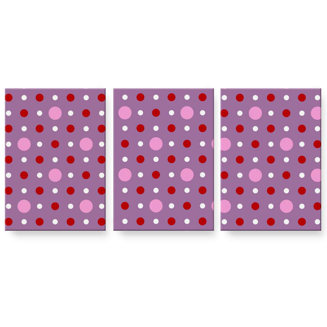 アートパネル 3連 3枚セット 絵 絵画 飾り igsticker 594mmx420mm A2 フォト 壁掛け 木枠 インテリア おしゃれ 000097 水玉 ドット 紫 赤|kabeコレ