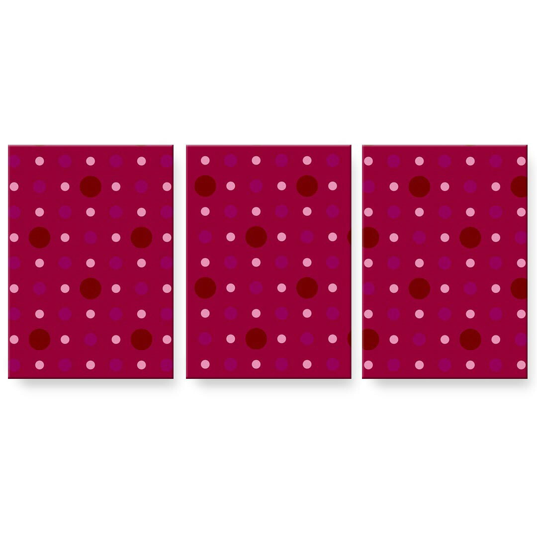 アートパネル 3連 3枚セット 絵 絵画 飾り igsticker 594mmx420mm A2 フォト 壁掛け 木枠 インテリア おしゃれ 000105 水玉　ドット　紫　赤