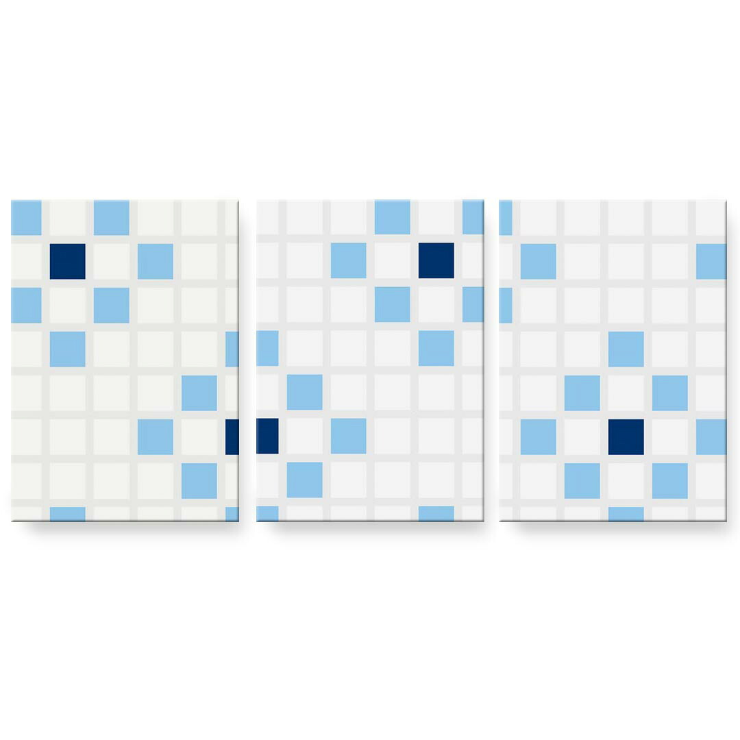 作物ダイアログボックス 3連 3枚仕掛ける 絵  絵図  飾り付け igsticker 594mmx420粍 A2  映し絵 飾り付け 木枠 室内装飾 かっこ良い   000108  瓦 四角い 青 白 壁紙・装飾フィルム-アートパネル・アートボード