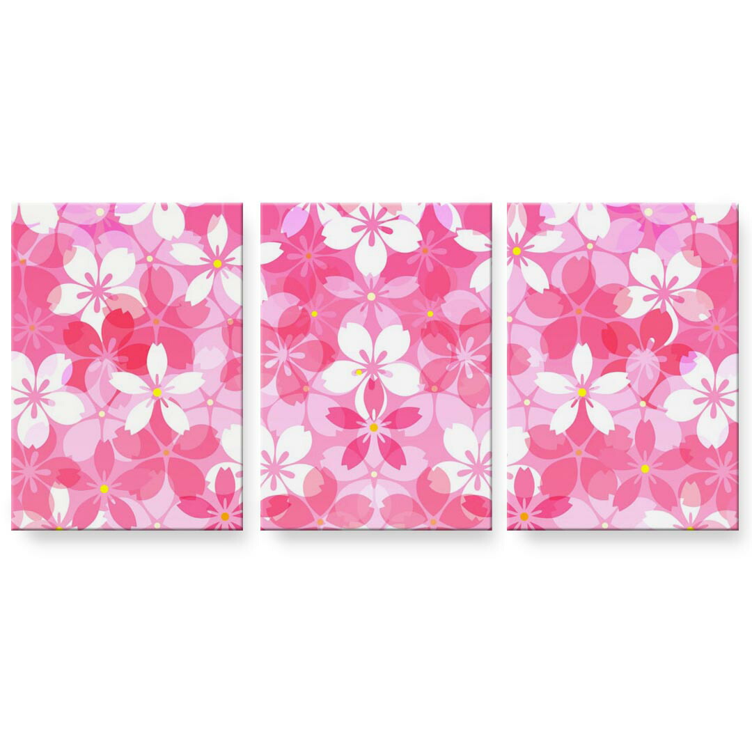 アートパネル 3連 3枚セット 絵 絵画 飾り igsticker 594mmx420mm A2 フォト 壁掛け 木枠 インテリア おしゃれ 000165 桜柄　さくら　ピンク
