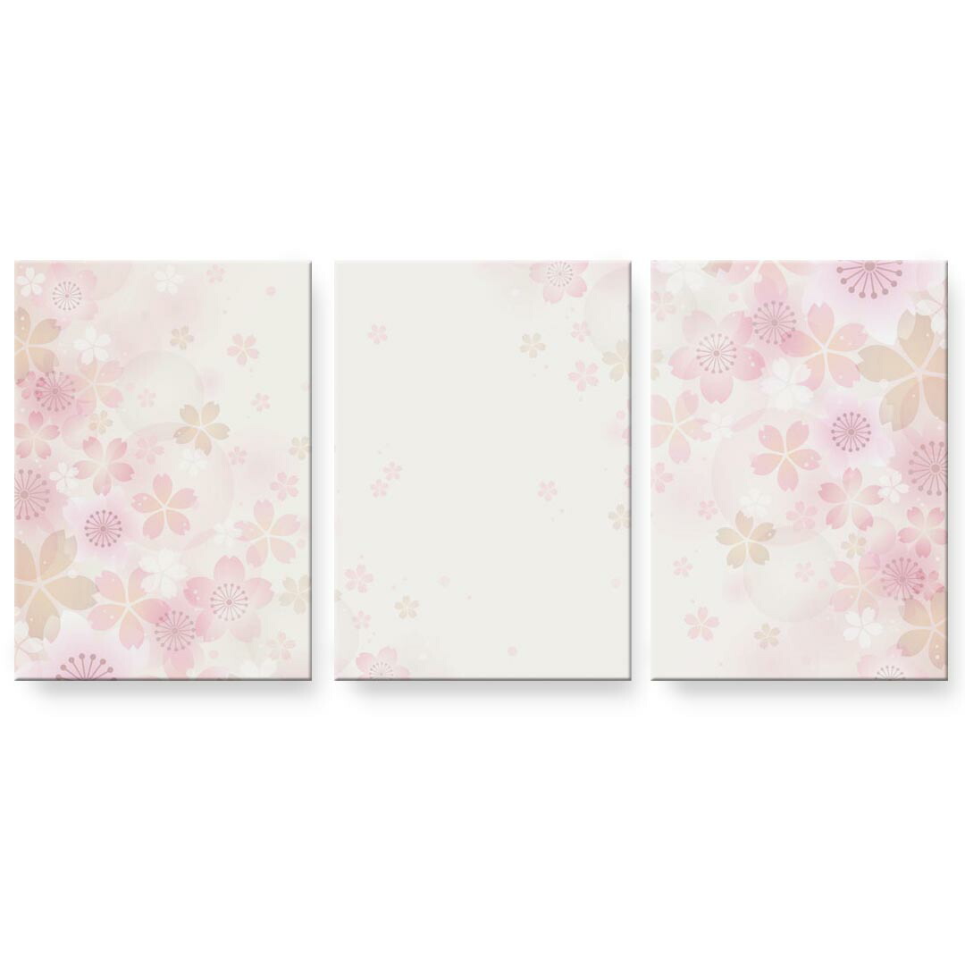 アートパネル 3連 3枚セット 絵 絵画 飾り igsticker 594mmx420mm A2 フォト 壁掛け 木枠 インテリア おしゃれ 000180 さくら　ピンク　春