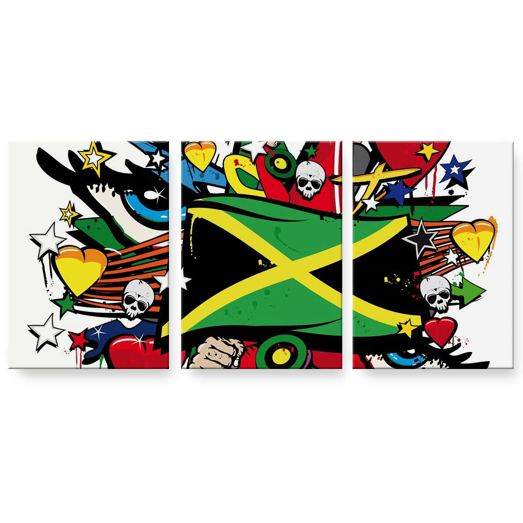 アートパネル 3連 3枚セット 絵 絵画 飾り igsticker 594mmx420mm A2 フォト 壁掛け 木枠 インテリア おしゃれ 000270 ジャマイカ　レゲエ　HIPHOP｜kabeコレ 9,472円