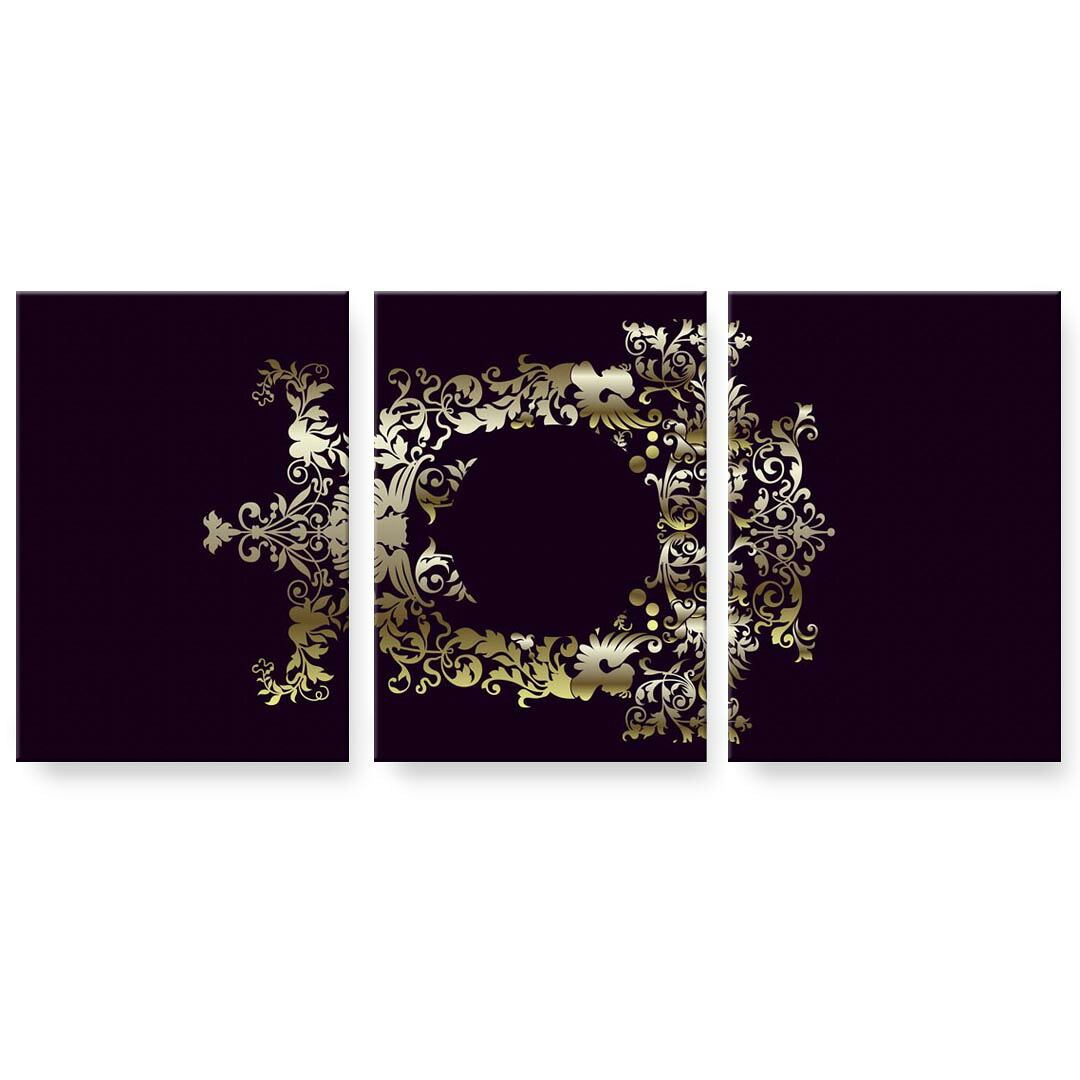 作物ダイアログボックス 3連 3枚仕掛ける 絵  絵図  飾り付け igsticker 594mmx420粍 A2  映し絵 飾り付け 木枠 室内装飾 かっこ良い   000418  ペイズリー ダマスク 花 インテリア・寝具・収納-壁紙・装飾フィルム