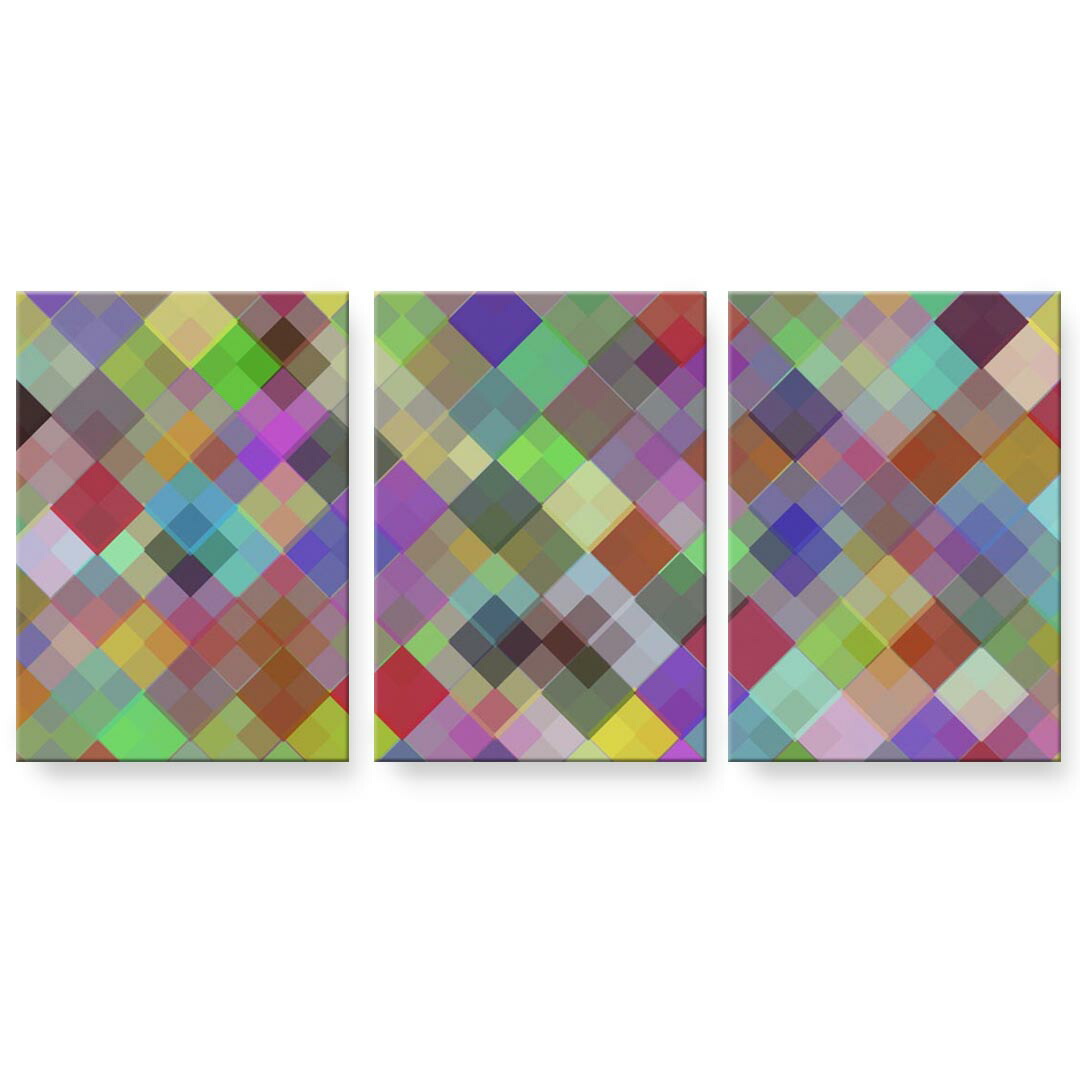 アートパネル 3連 3枚セット 絵 絵画 飾り igsticker 594mmx420mm A2 フォト 壁掛け 木枠 インテリア おしゃれ 000447 チェック　アーガイル　トラッド