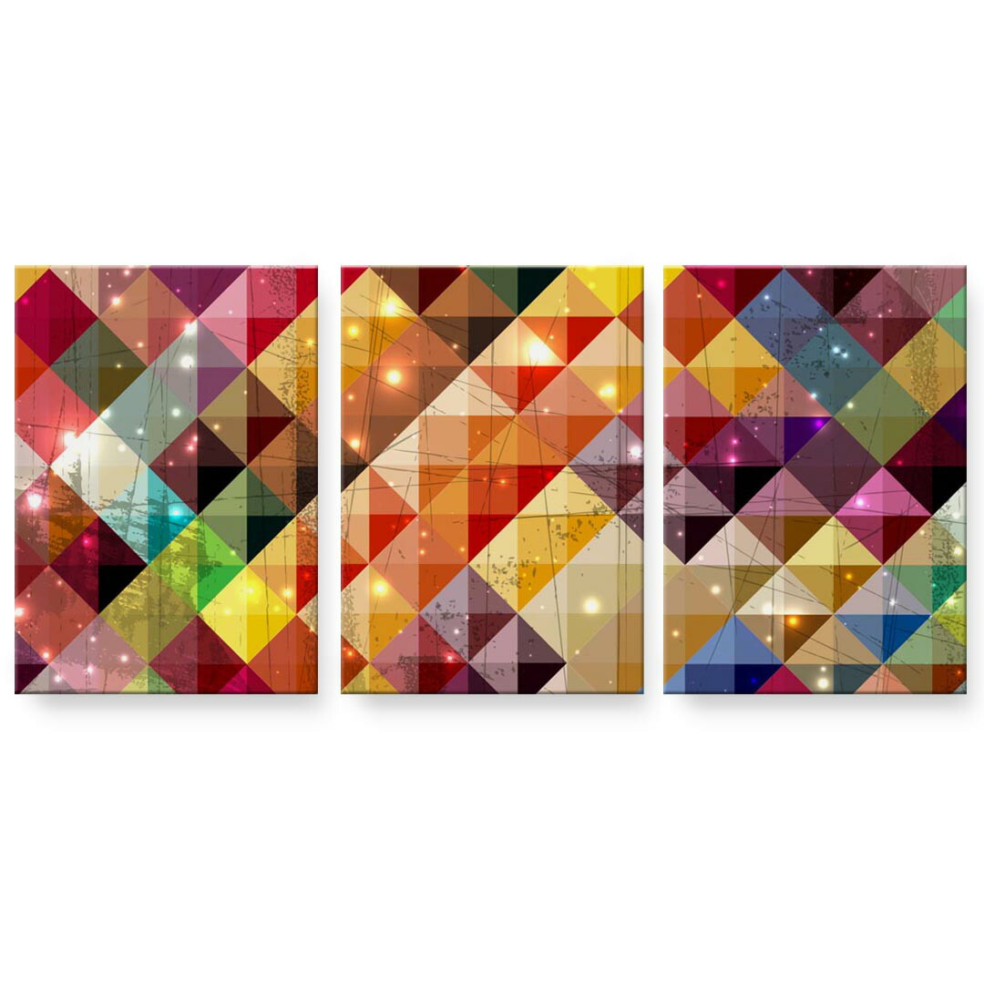 アートパネル 3連 3枚セット 絵 絵画 飾り igsticker 594mmx420mm A2 フォト 壁掛け 木枠 インテリア おしゃれ 000457 赤　チェック 9,856円