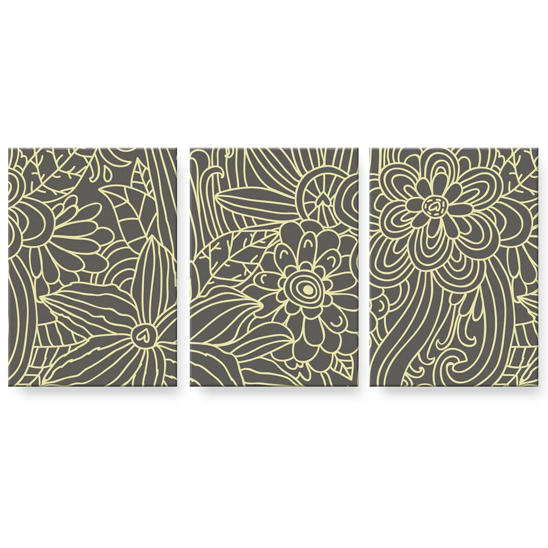 アートパネル 3連 3枚セット 絵 絵画 飾り igsticker 594mmx420mm A2 フォト 壁掛け 木枠 インテリア おしゃれ 000734 花　イラスト