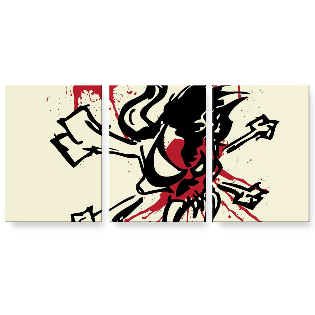 アートパネル 3連 3枚セット 絵 絵画 飾り igsticker 594mmx420mm A2 フォト 壁掛け 木枠 インテリア おしゃれ 000843 ドクロ　イラスト