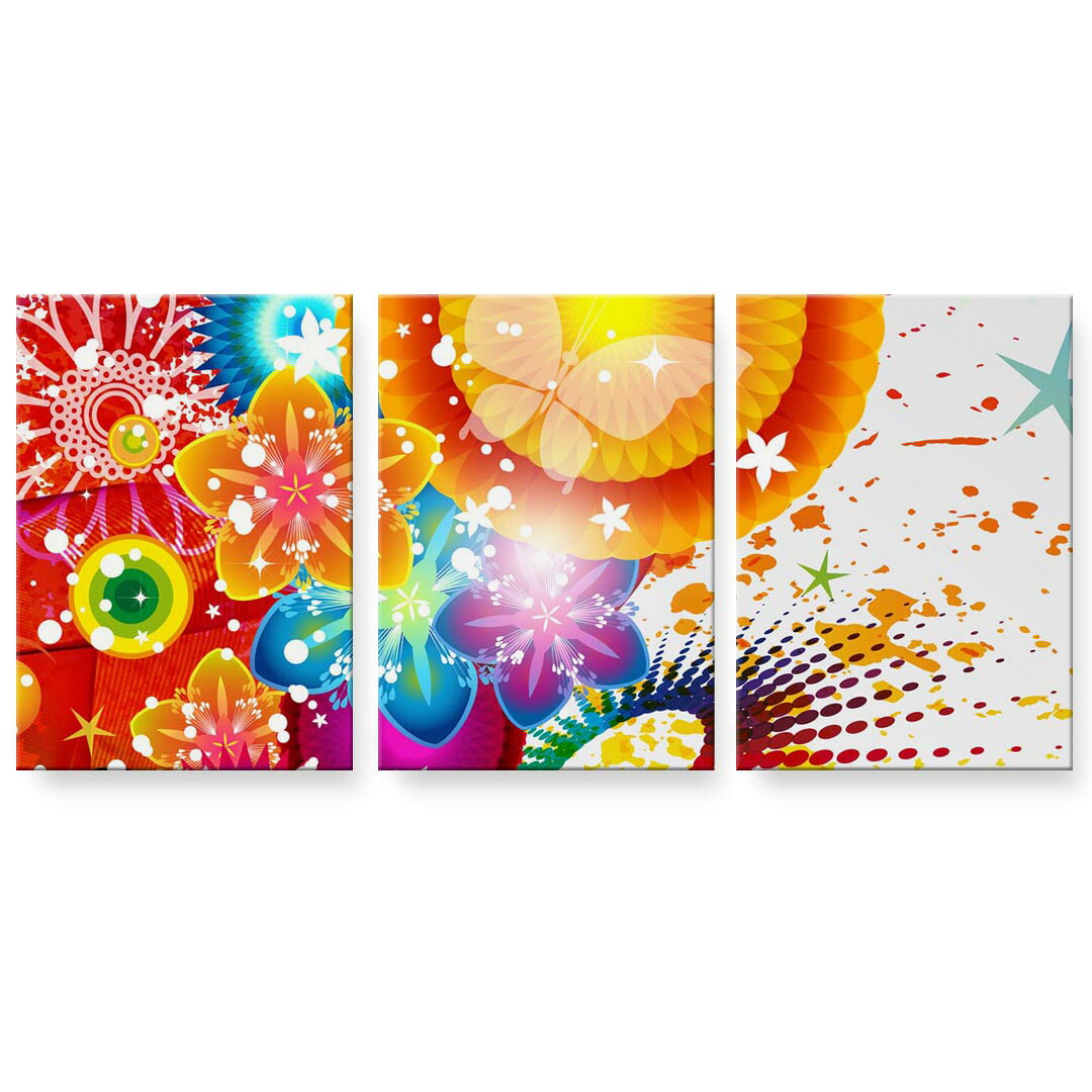 アートパネル 3連 3枚セット 絵 絵画 飾り igsticker 594mmx420mm A2 フォト 壁掛け 木枠 インテリア おしゃれ 000860 トロピカル　花