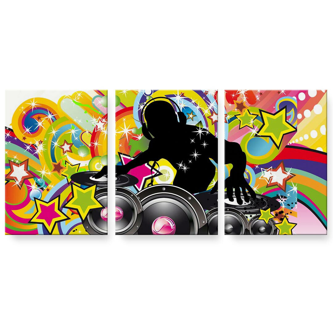 アートパネル 3連 3枚セット 絵 絵画 飾り igsticker 594mmx420mm A2 フォト 壁掛け 木枠 インテリア おしゃれ 000884 トロピカル　音楽　ヤシの木｜kabeコレ 9,728円