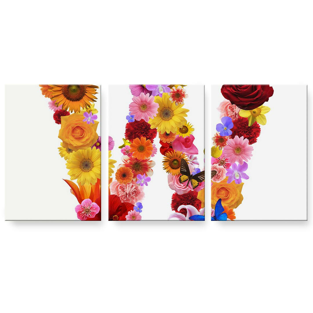 アートパネル 3連 3枚セット 絵 絵画 飾り igsticker 594mmx420mm A2 フォト 壁掛け 木枠 インテリア おしゃれ 000918 英数字　W　花