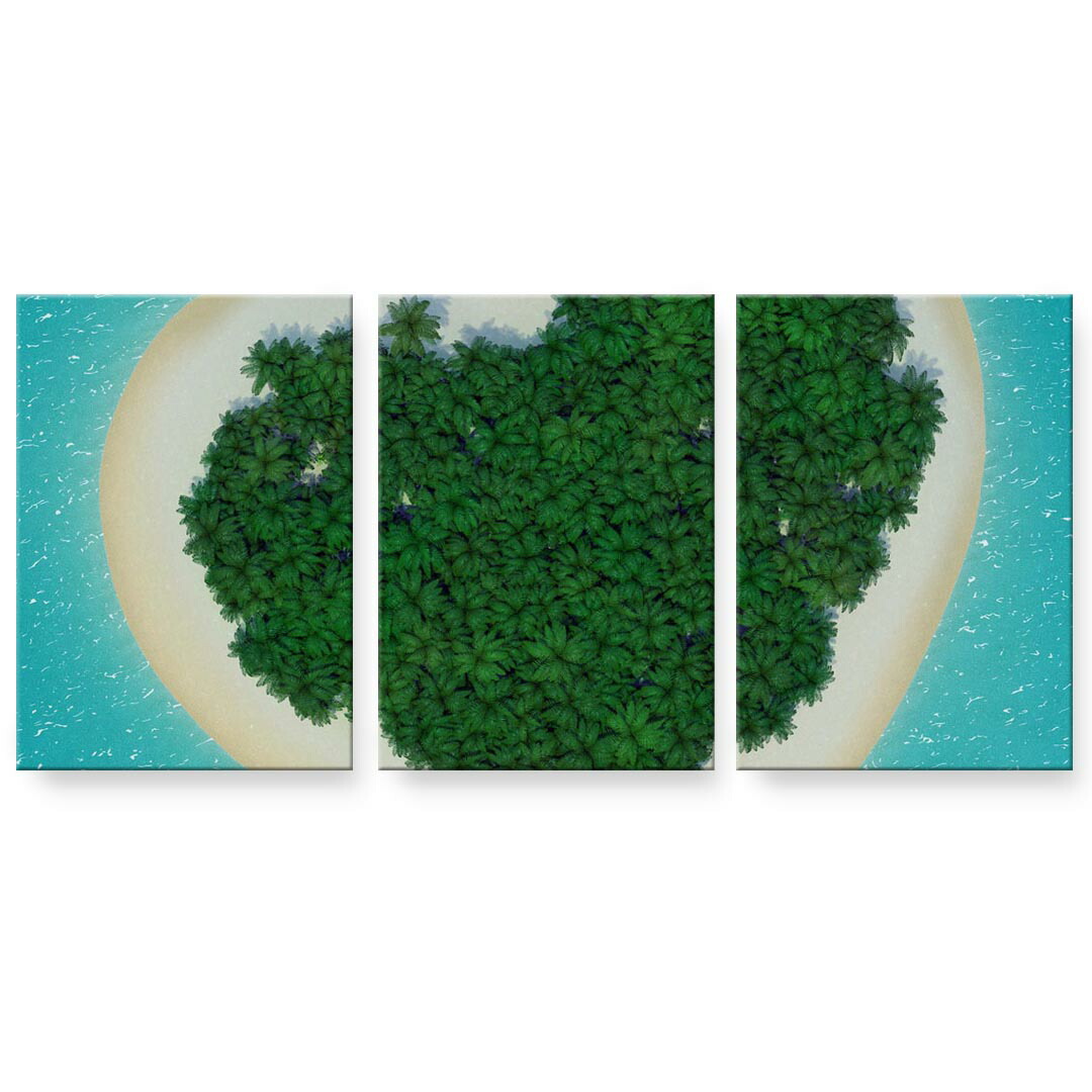 アートパネル 3連 3枚セット 絵 絵画 飾り igsticker 594mmx420mm A2 フォト 壁掛け 木枠 インテリア おしゃれ 000963 ハート　島