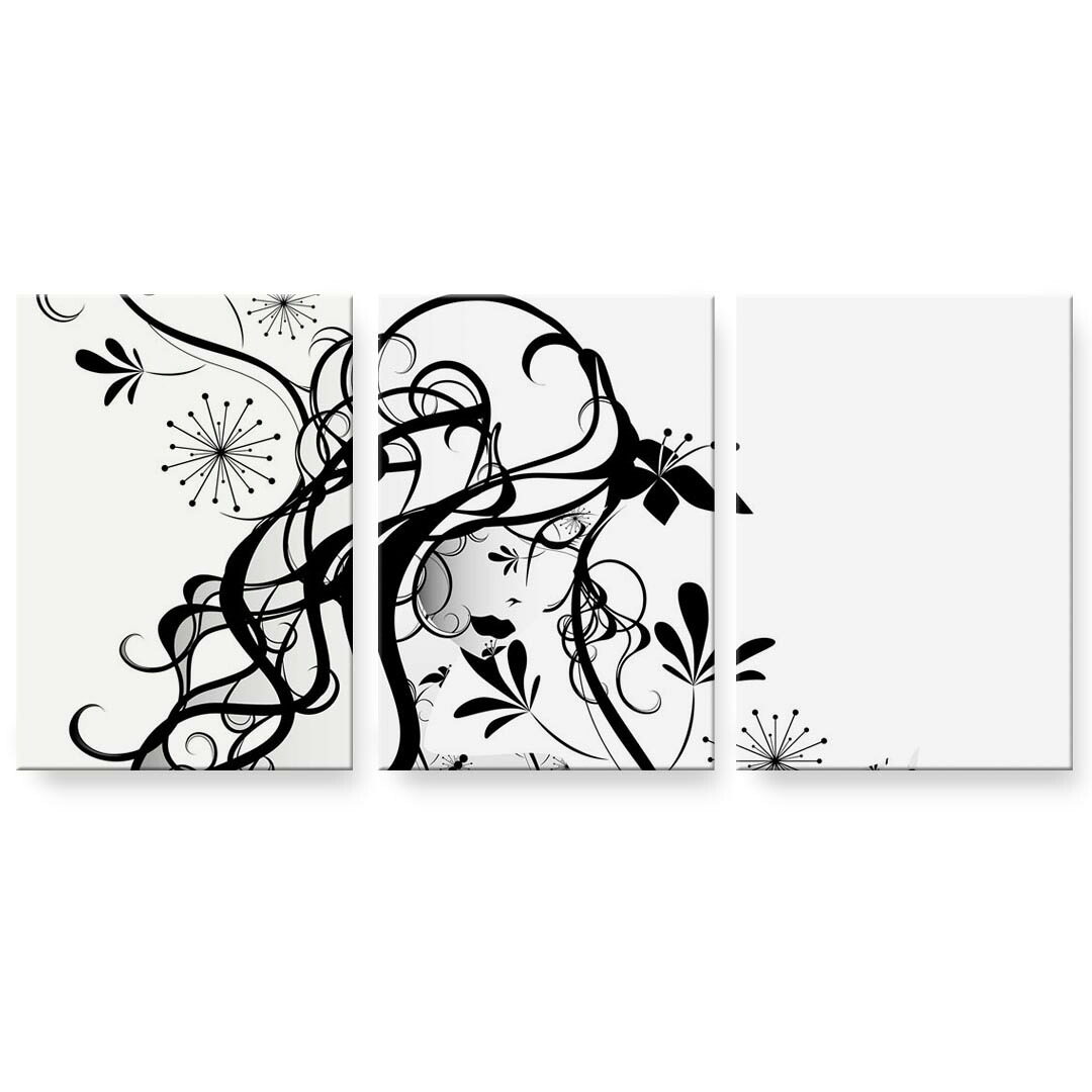 アートパネル 3連 3枚セット 絵 絵画 飾り igsticker 594mmx420mm A2 フォト 壁掛け 木枠 インテリア おしゃれ 000978 女の人 モノクロ 影