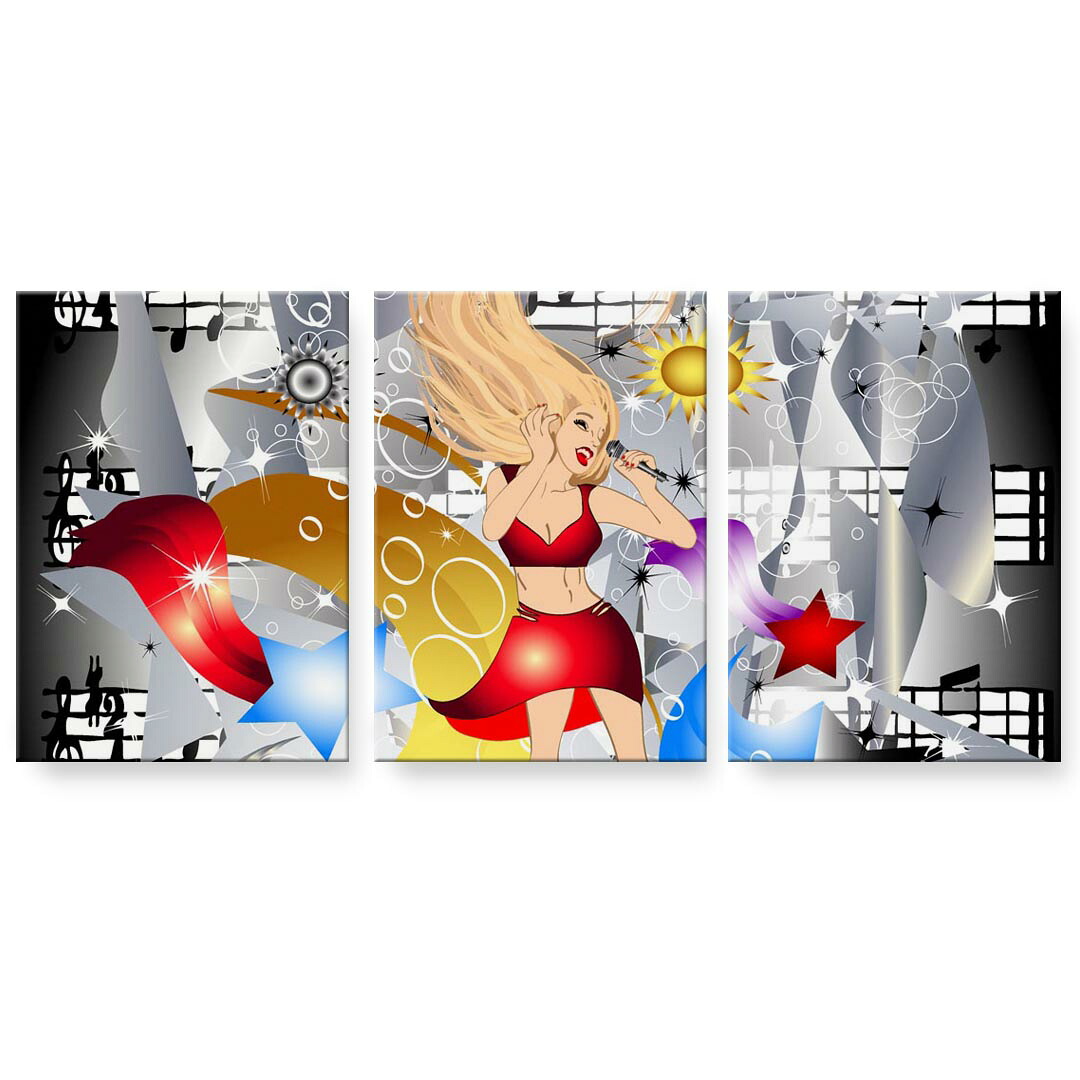 アートパネル 3連 3枚セット 絵 絵画 飾り igsticker 594mmx420mm A2 フォト 壁掛け 木枠 インテリア おしゃれ 001030 音楽　音符