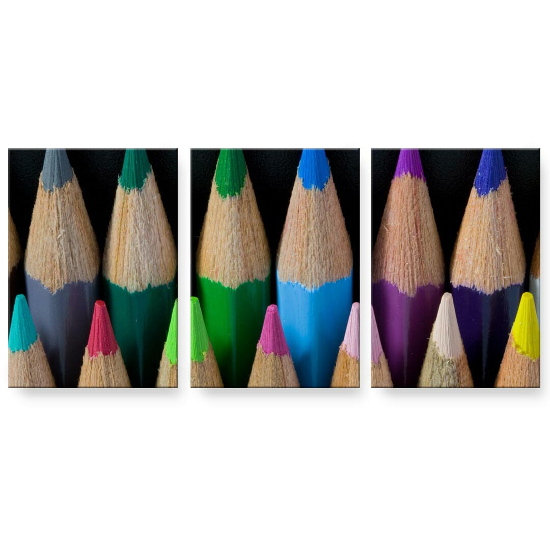 アートパネル 3連 3枚セット 絵 絵画 飾り igsticker 594mmx420mm A2 フォト 壁掛け 木枠 インテリア おしゃれ 001080 色鉛筆　カラフル