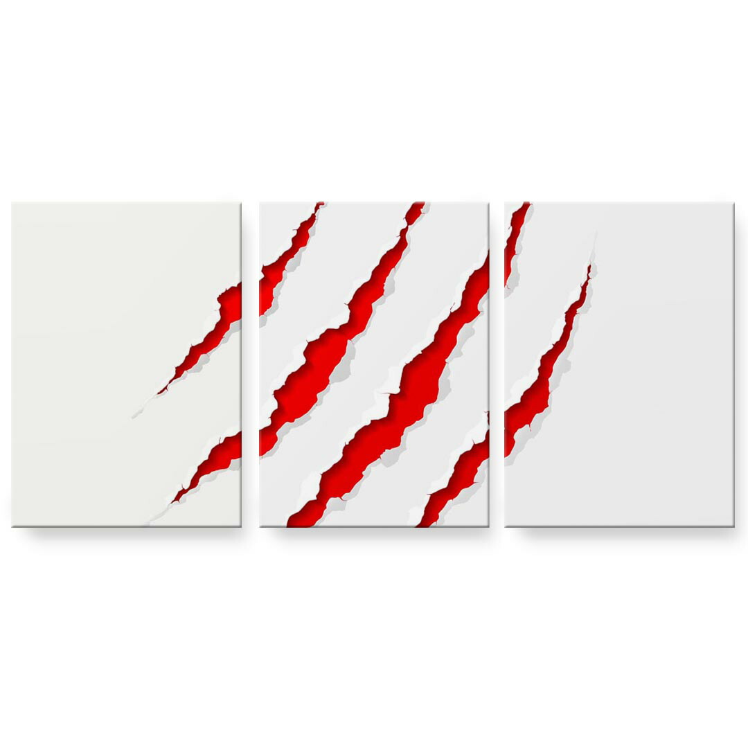 アートパネル 3連 3枚セット 絵 絵画 飾り igsticker 594mmx420mm A2 フォト 壁掛け 木枠 インテリア おしゃれ 001093 爪痕　赤