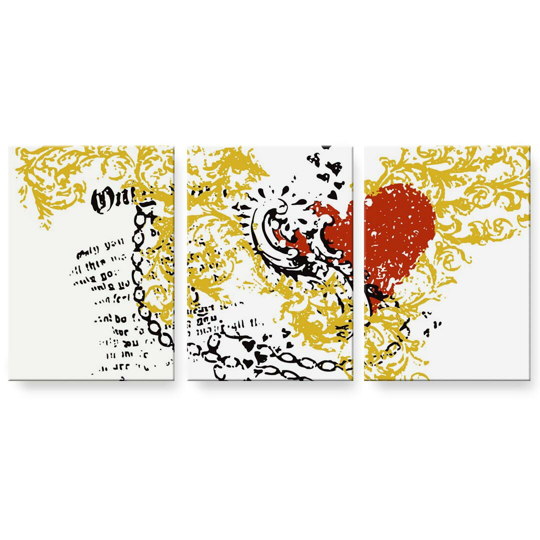 アートパネル 3連 3枚セット 絵 絵画 飾り igsticker 594mmx420mm A2 フォト 壁掛け 木枠 インテリア おしゃれ 001095 ハート　ROCK