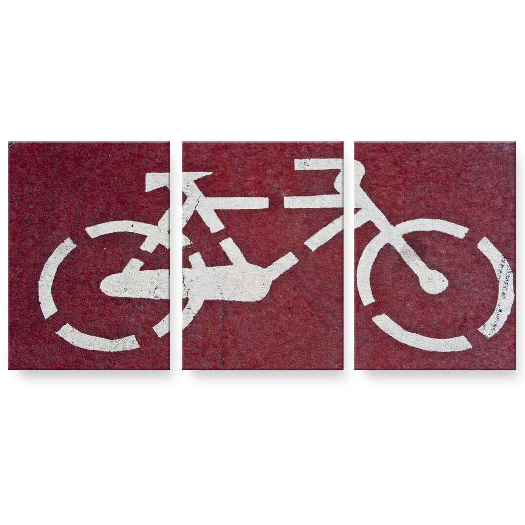 アートパネル 3連 3枚セット 絵 絵画 飾り igsticker 594mmx420mm A2 フォト 壁掛け 木枠 インテリア おしゃれ 001123 自転車　道路