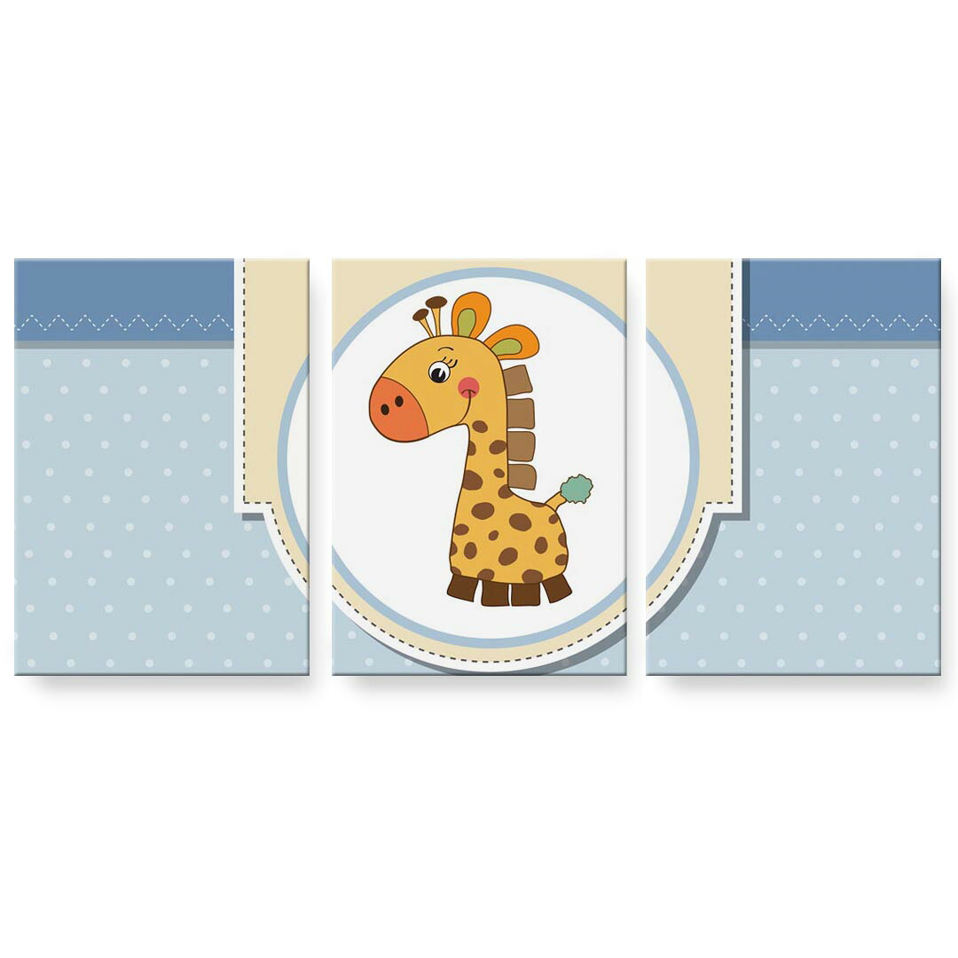アートパネル 3連 3枚セット 絵 絵画 飾り igsticker 594mmx420mm A2 フォト 壁掛け 木枠 インテリア おしゃれ 001155 キリン　リボン｜kabeコレ 9,984円