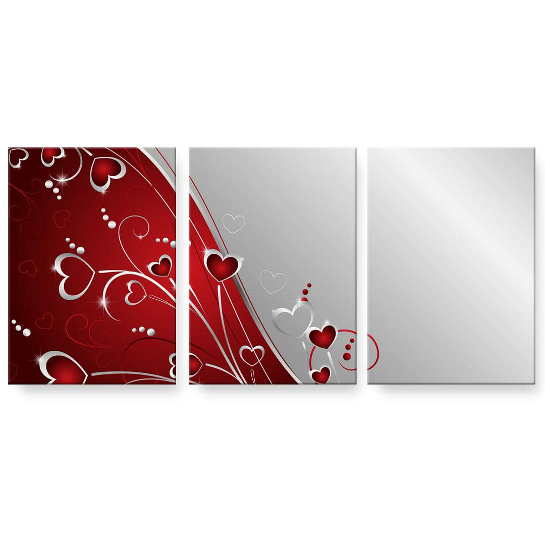 アートパネル 3連 3枚セット 絵 絵画 飾り igsticker 594mmx420mm A2 フォト 壁掛け 木枠 インテリア おしゃれ 001167 ハート　模様