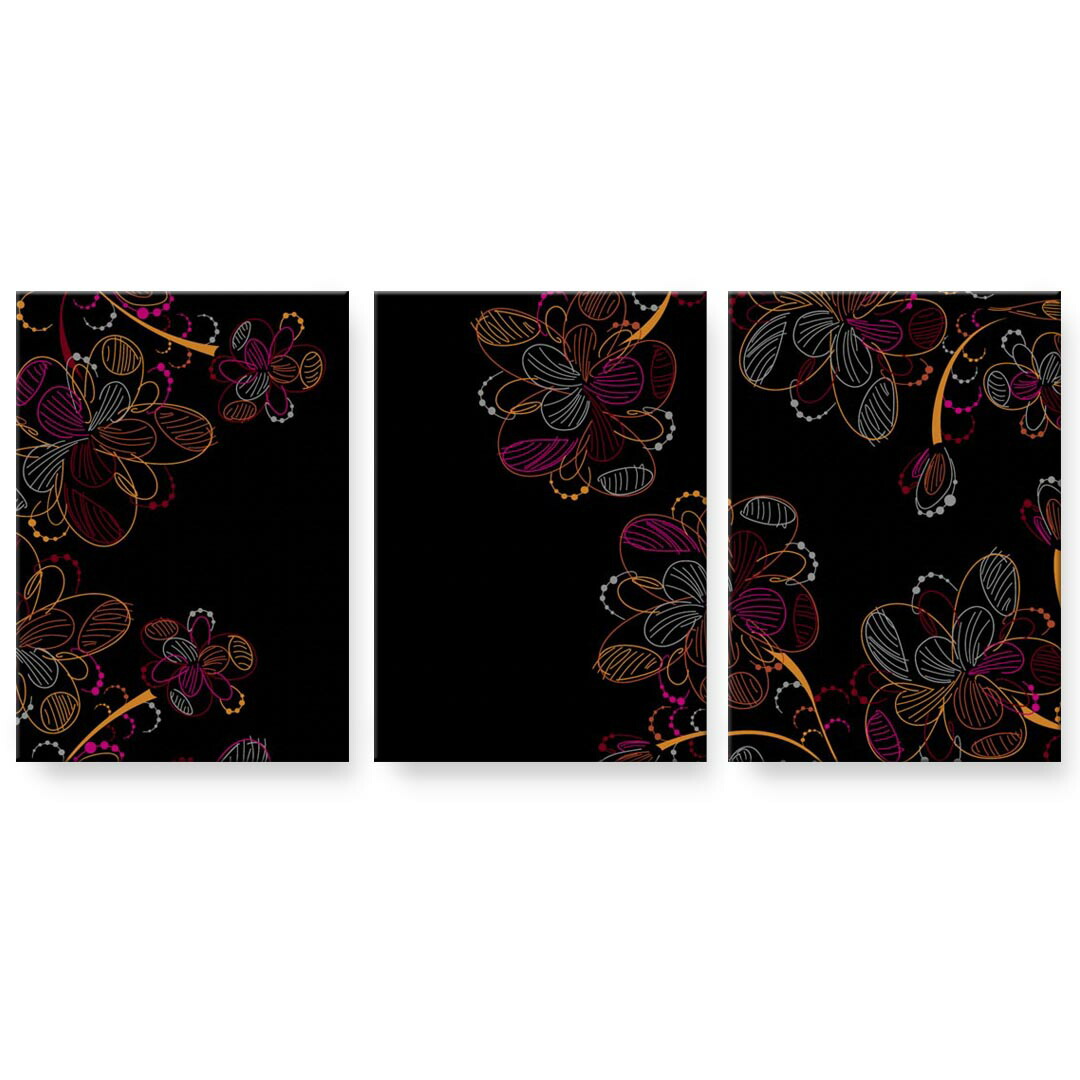 作物ダイアログボックス 3連 3枚仕掛ける 絵  絵図  飾り付け igsticker 594mmx420粍 A2  映し絵 飾り付け 木枠 室内装飾 かっこ良い   001255  花 黒 壁紙・装飾フィルム-アートパネル・アートボード