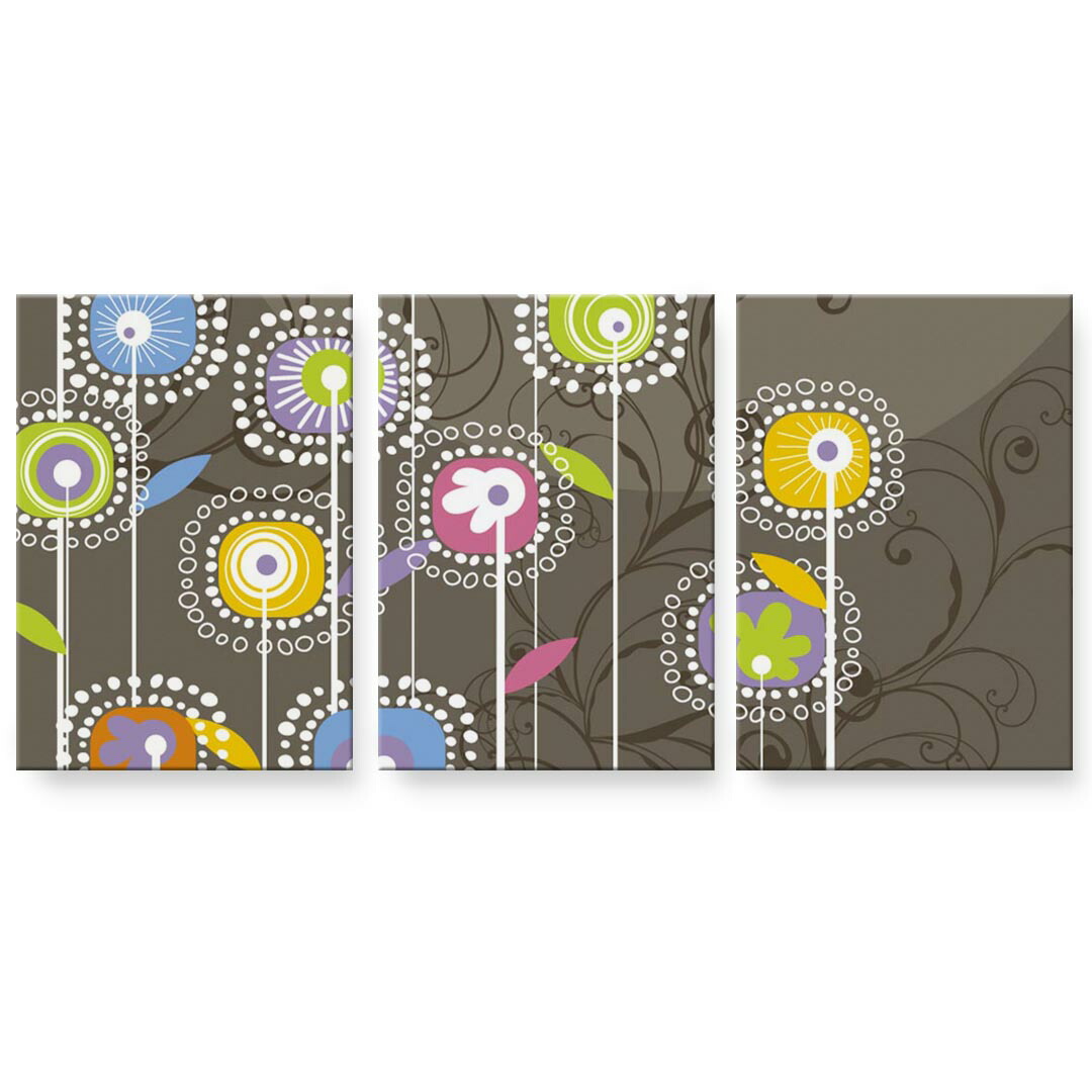 アートパネル 3連 3枚セット 絵 絵画 飾り igsticker 594mmx420mm A2 フォト 壁掛け 木枠 インテリア おしゃれ 001257 花　カラフル