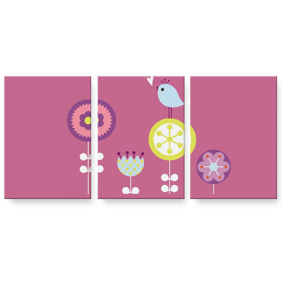 アートパネル 3連 3枚セット 絵 絵画 飾り igsticker 594mmx420mm A2 フォト 壁掛け 木枠 インテリア おしゃれ 001345 花　鳥　かわいい