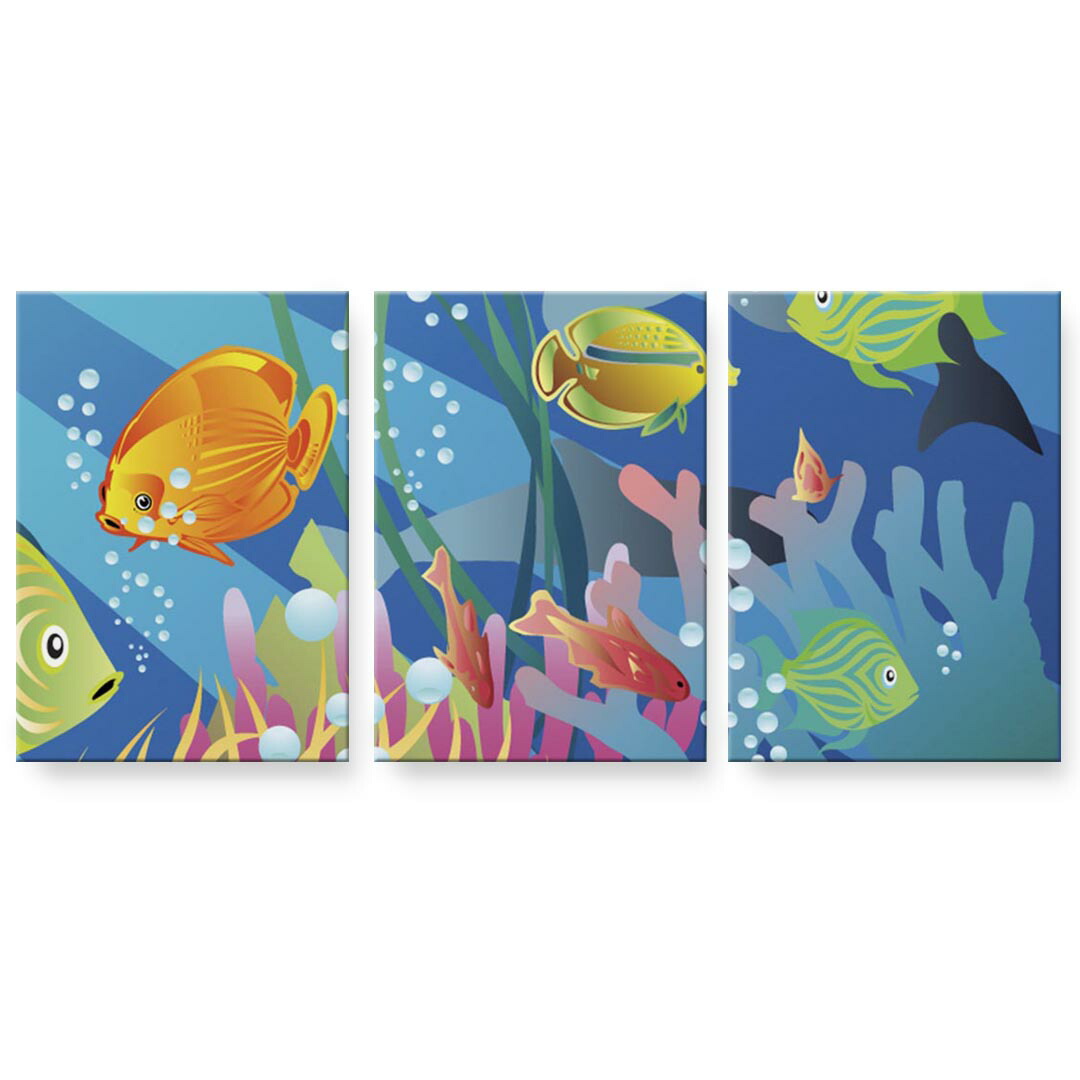 アートパネル 3連 3枚セット 絵 絵画 飾り igsticker 594mmx420mm A2 フォト 壁掛け 木枠 インテリア おしゃれ 001393 海　魚　深海