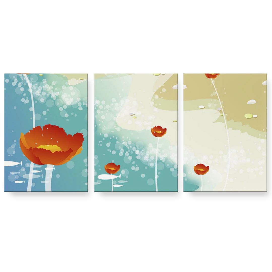 アートパネル 3連 3枚セット 絵 絵画 飾り igsticker 594mmx420mm A2 フォト 壁掛け 木枠 インテリア おしゃれ 001410 花　海　砂浜　貝