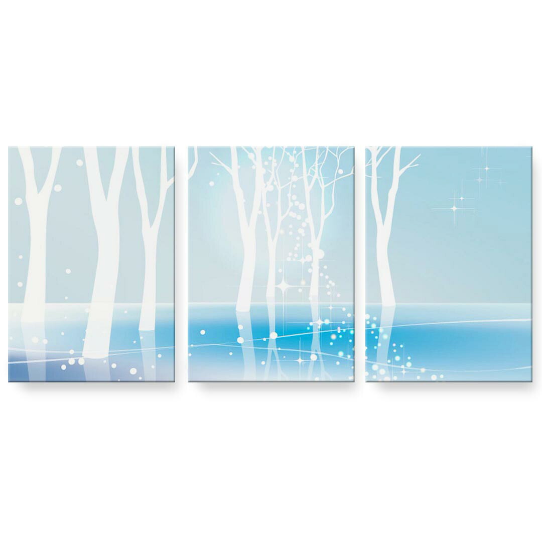 アートパネル 3連 3枚セット 絵 絵画 飾り igsticker 594mmx420mm A2 フォト 壁掛け 木枠 インテリア おしゃれ 001451 雪景色　水色