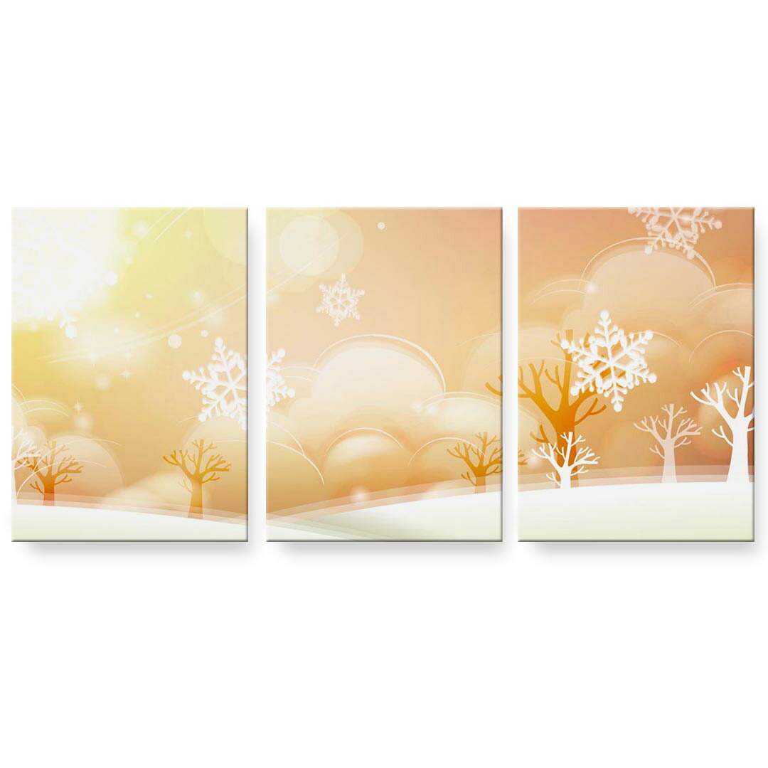 アートパネル 3連 3枚セット 絵 絵画 飾り igsticker 594mmx420mm A2 フォト 壁掛け 木枠 インテリア おしゃれ 001457 雪　冬　景色