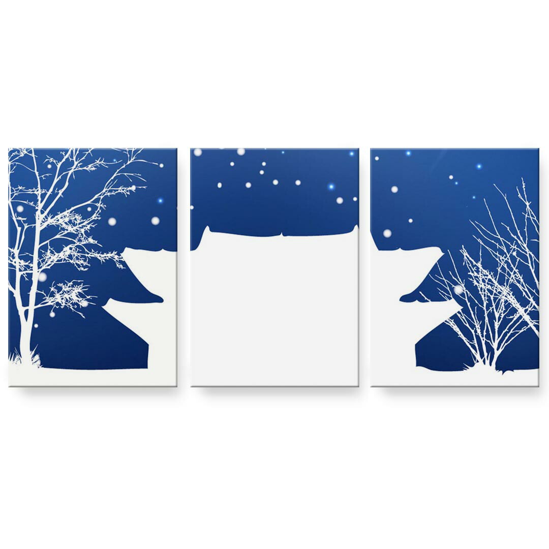 アートパネル 3連 3枚セット 絵 絵画 飾り igsticker 594mmx420mm A2 フォト 壁掛け 木枠 インテリア おしゃれ 001490 雪　冬