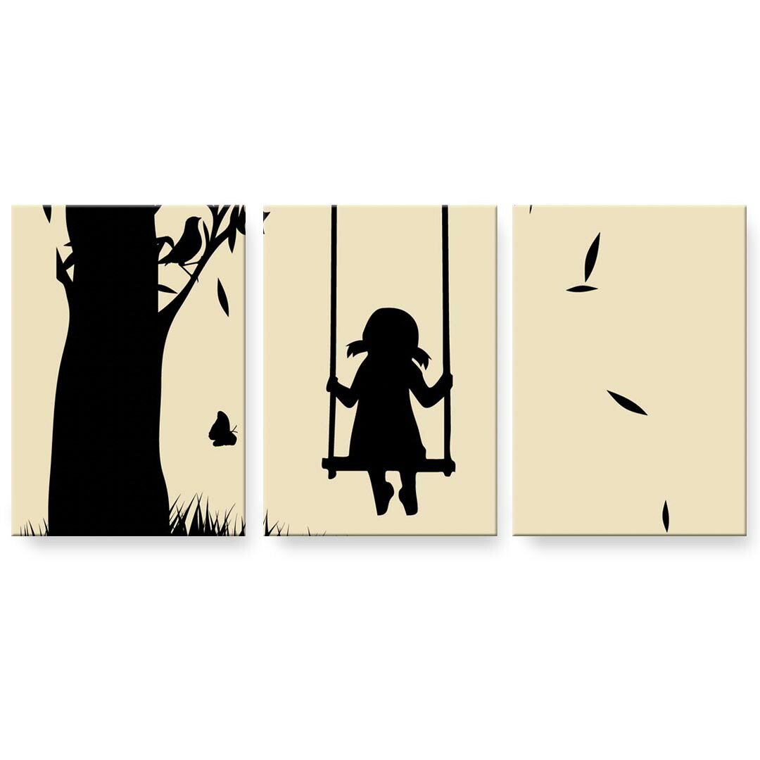 作物ダイアログボックス 3連 3枚仕掛ける 絵  絵図  飾り付け igsticker 594mmx420粍 A2  映し絵 飾り付け 木枠 室内装飾 かっこ良い   001526   お姉さん 鞦韆 壁紙・装飾フィルム-インテリア・寝具・収納