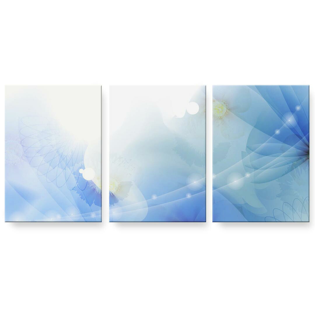 アートパネル 3連 3枚セット 絵 絵画 飾り igsticker 594mmx420mm A2 フォト 壁掛け 木枠 インテリア おしゃれ 001781 花　　青｜kabeコレ