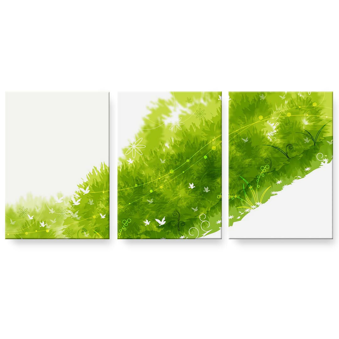 作物ダイアログボックス 3連 3枚仕掛ける 絵  絵図  飾り付け igsticker 594mmx420粍 A2  映し絵 飾り付け 木枠 室内装飾 かっこ良い   001847  花  緑 アートパネル・アートボード-インテリア・寝具・収納-壁紙・装飾フィルム