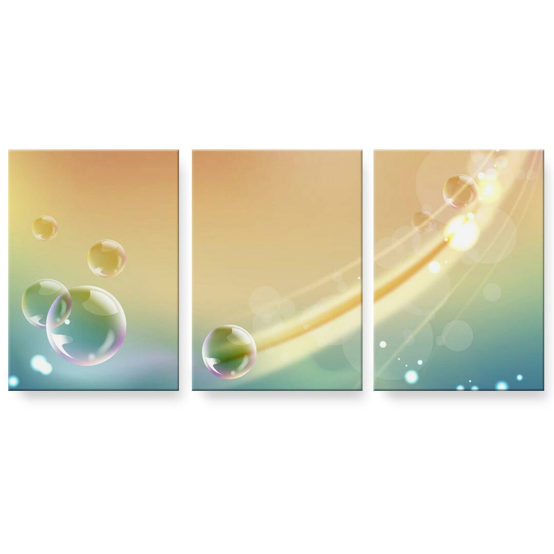 アートパネル 3連 3枚セット 絵 絵画 飾り igsticker 594mmx420mm A2 フォト 壁掛け 木枠 インテリア おしゃれ 001909 シンプル　しゃぼん玉　青 9,216円