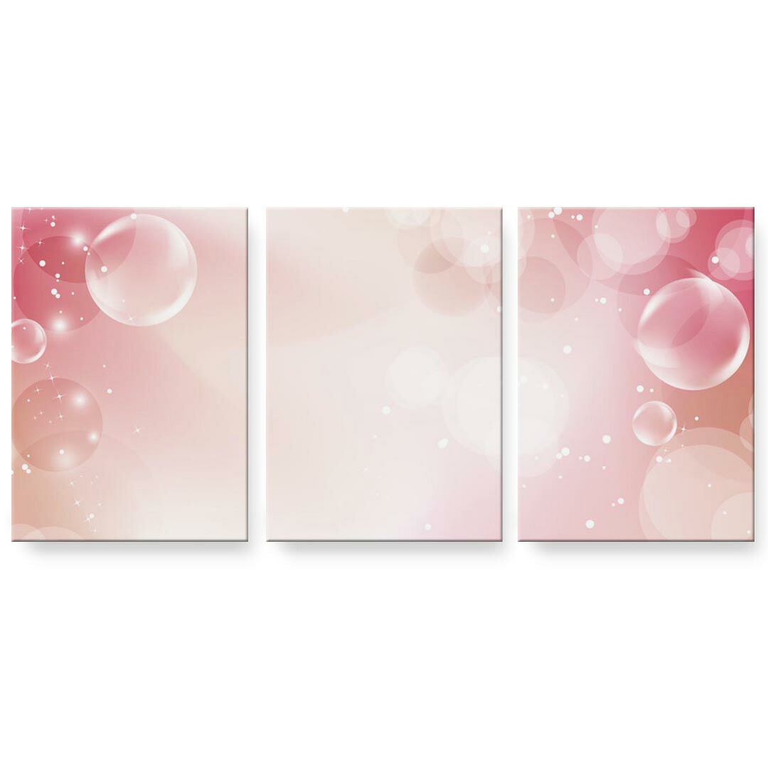 アートパネル 3連 3枚セット 絵 絵画 飾り igsticker 594mmx420mm A2 フォト 壁掛け 木枠 インテリア おしゃれ 002021 ピンク　しゃぼん玉｜kabeコレ