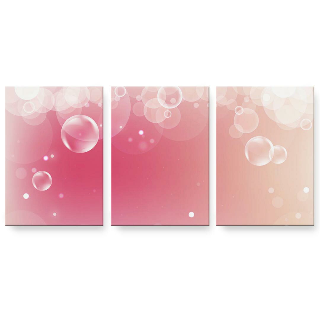 アートパネル 3連 3枚セット 絵 絵画 飾り igsticker 594mmx420mm A2 フォト 壁掛け 木枠 インテリア おしゃれ 002022 ピンク　しゃぼん玉