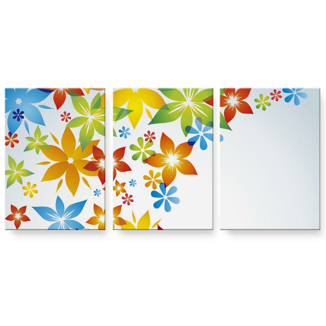 アートパネル 3連 3枚セット 絵 絵画 飾り igsticker 594mmx420mm A2 フォト 壁掛け 木枠 インテリア おしゃれ 002084 花　　カラフル