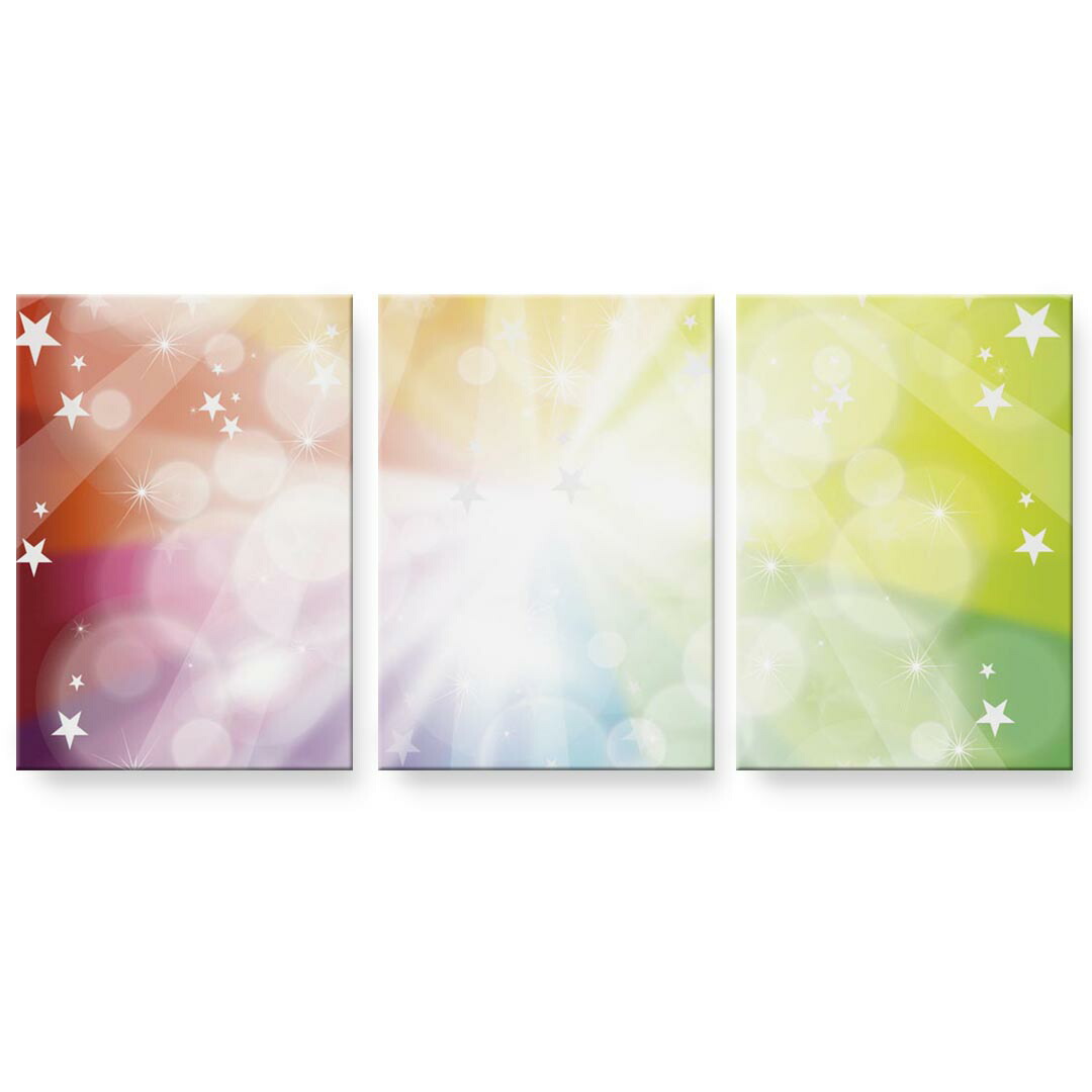アートパネル 3連 3枚セット 絵 絵画 飾り igsticker 594mmx420mm A2 フォト 壁掛け 木枠 インテリア おしゃれ 002101 カラフル　キラキラ