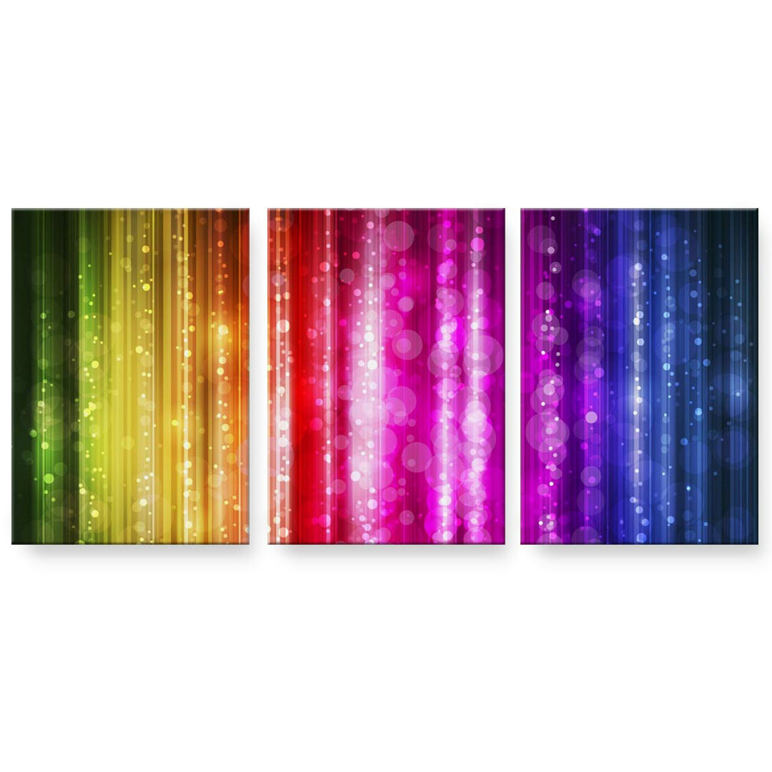 アートパネル 3連 3枚セット 絵 絵画 飾り igsticker 594mmx420mm A2 フォト 壁掛け 木枠 インテリア おしゃれ 002109 カラフル　キラキラ