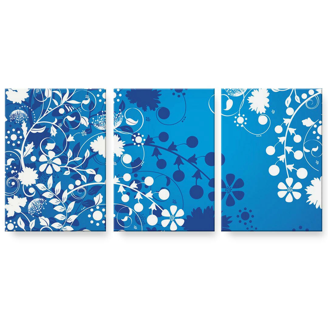 アートパネル 3連 3枚セット 絵 絵画 飾り igsticker 594mmx420mm A2 フォト 壁掛け 木枠 インテリア おしゃれ 002229 花　　青