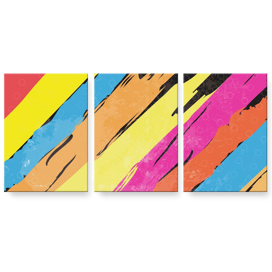 アートパネル 3連 3枚セット 絵 絵画 飾り igsticker 594mmx420mm A2 フォト 壁掛け 木枠 インテリア おしゃれ 002368 カラフル　模様