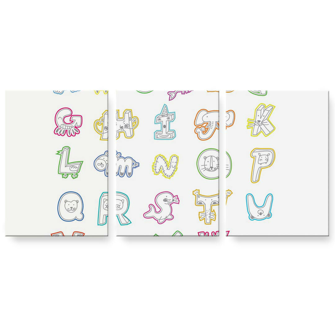 アートパネル 3連 3枚セット 絵 絵画 飾り igsticker 594mmx420mm A2 フォト 壁掛け 木枠 インテリア おしゃれ 002506 英語　文字　カラフル｜kabeコレ 9,728円