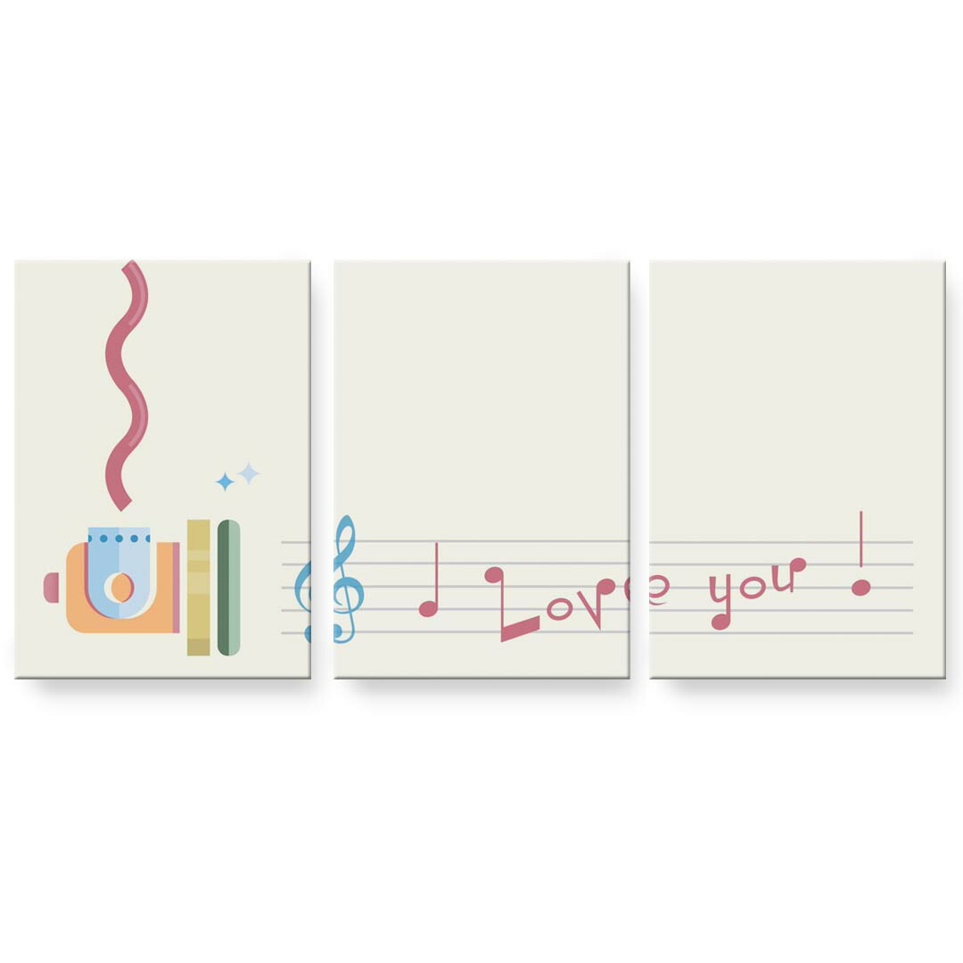 アートパネル 3連 3枚セット 絵 絵画 飾り igsticker 594mmx420mm A2 フォト 壁掛け 木枠 インテリア おしゃれ 002545 英語　文字　音楽