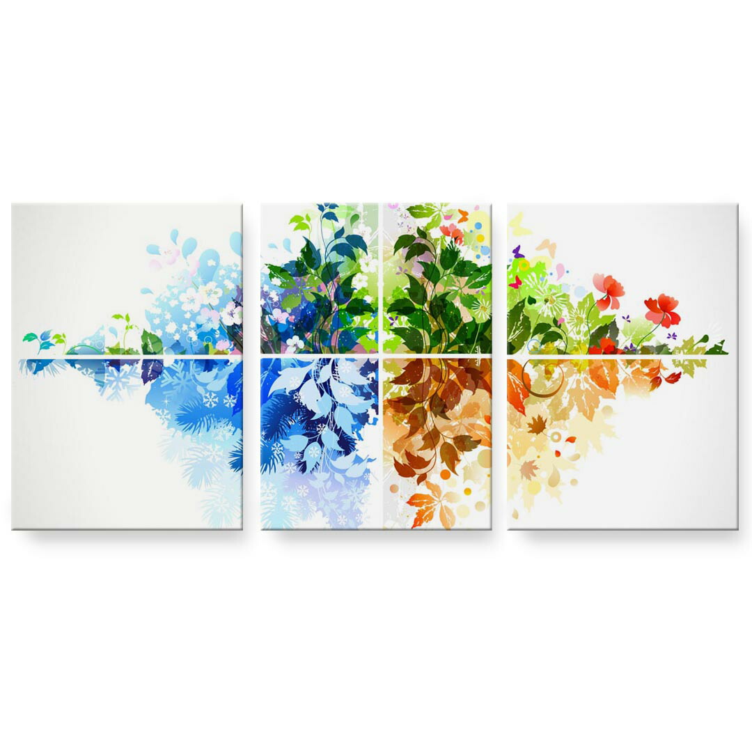 アートパネル 3連 3枚セット 絵 絵画 飾り igsticker 594mmx420mm A2 フォト 壁掛け 木枠 インテリア おしゃれ 002636 花　　カラフル